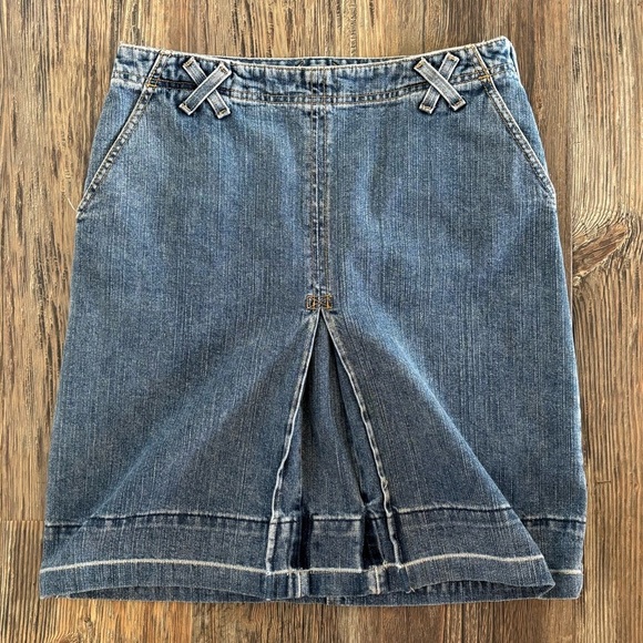 Levis Cavalry Jean Skirt Womens 8 Mis Blue Denim Side Zip Front Slit X Loops - Picture 3 of 10